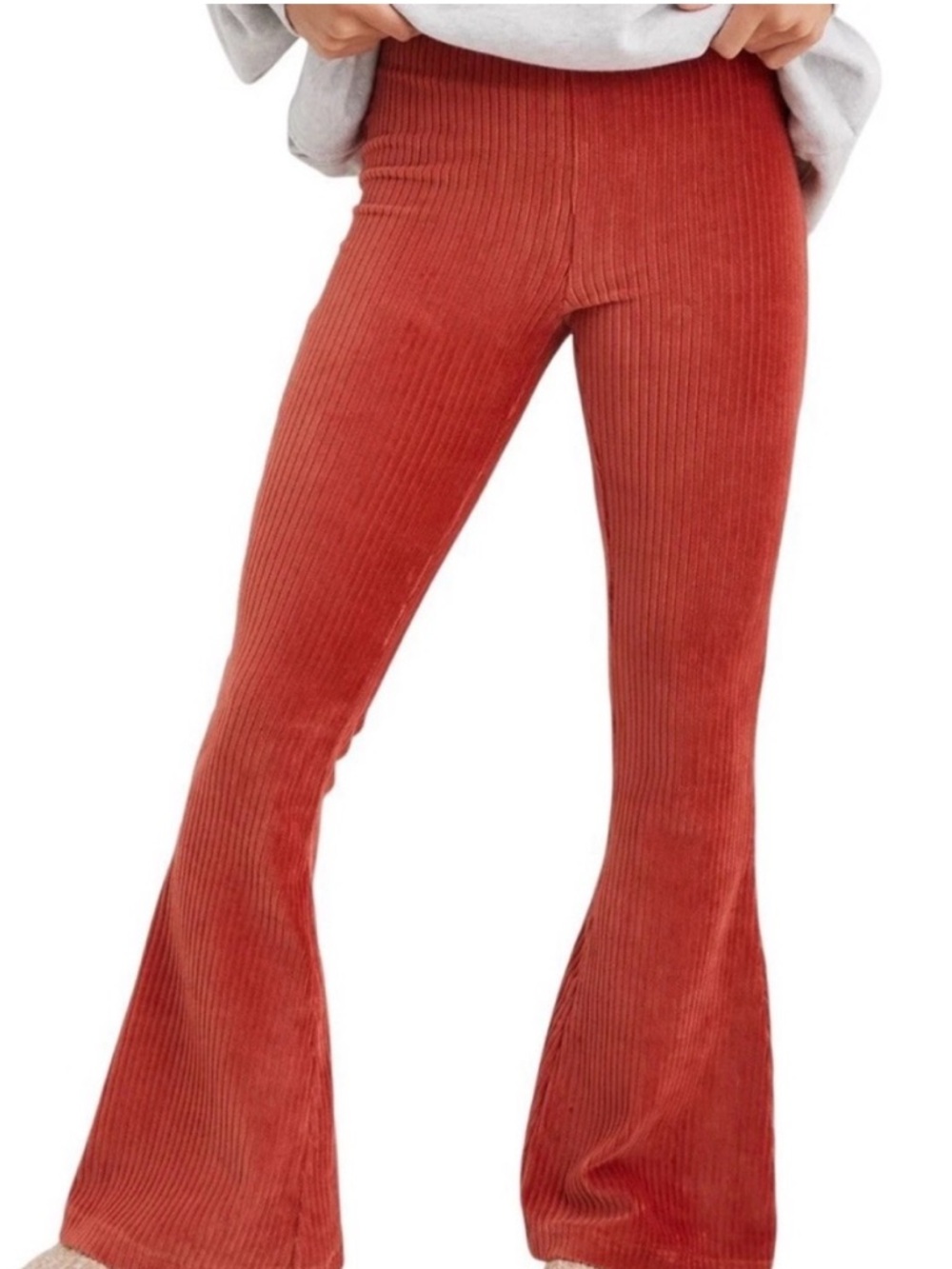 Aerie Women's Ribbed Corduroy Flare Pants - Rust